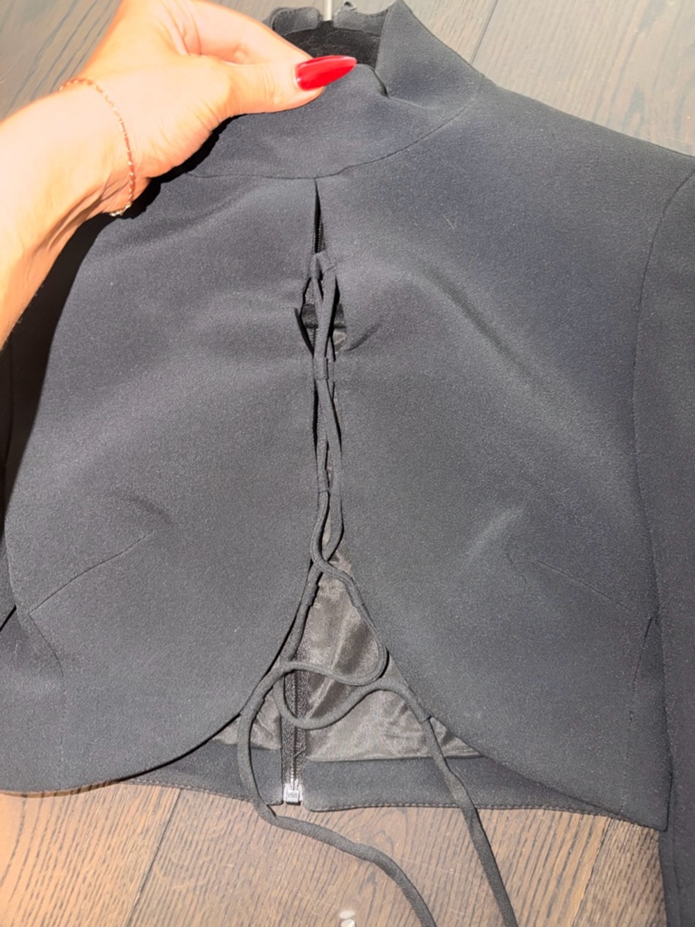 David Koma elegant tie Black Long-Sleeve Lace-Up Crop Top Size UK 6 barely worn - Picture 14 of 16